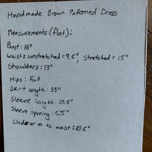 Brown Patterned Handmade Dress - Picture 6 of 6